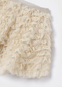 Mayoral Girls Ruffled Tulle Skirt In Colour Champagne Size 3-8y