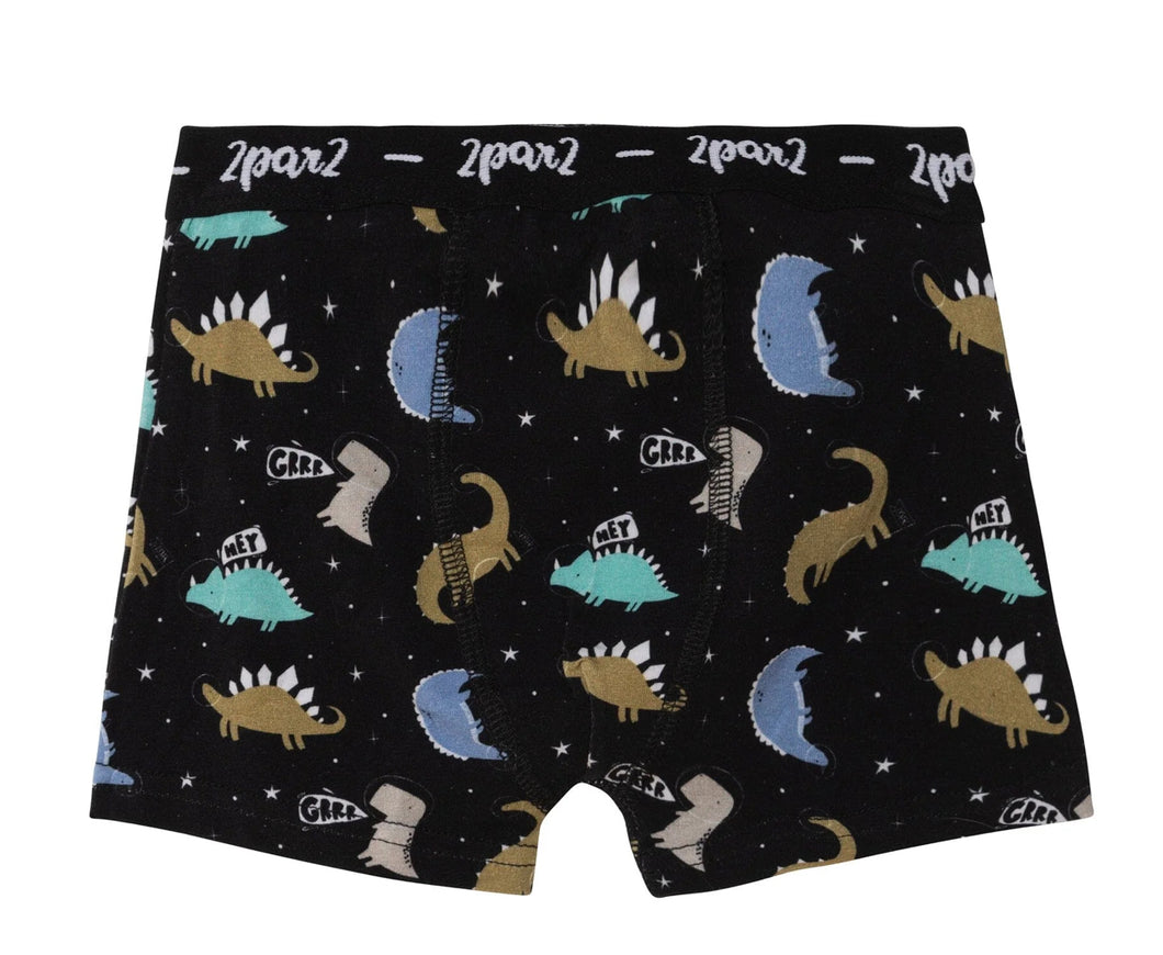 Deux Par Deux Black Astro Dinosaur Underwear: Size 2-10y