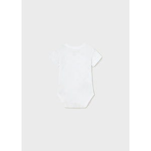 Mayoral Infant White Sustainable Cotton Onesie: Sizes 1M to 24M