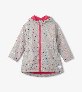 Hatley Confetti Hearts Microfibre Rain Jacket : Size 2 to 10 Years