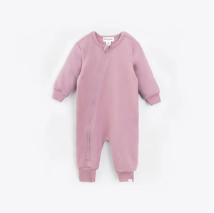 Miles the Label Basics Fleece Playsuit in Mauve: sizes 3M to 24M