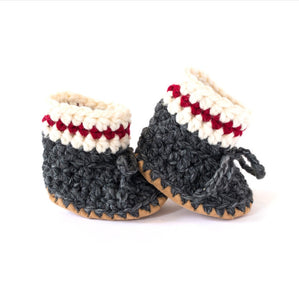Huddy Buddies Dark Grey Sock Monkey Knitted Baby Shoes: Sizes 0M to 2Yh