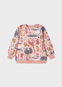 Mayoral Pink Animal Pullover Sweatshirt :Size 2y-8y