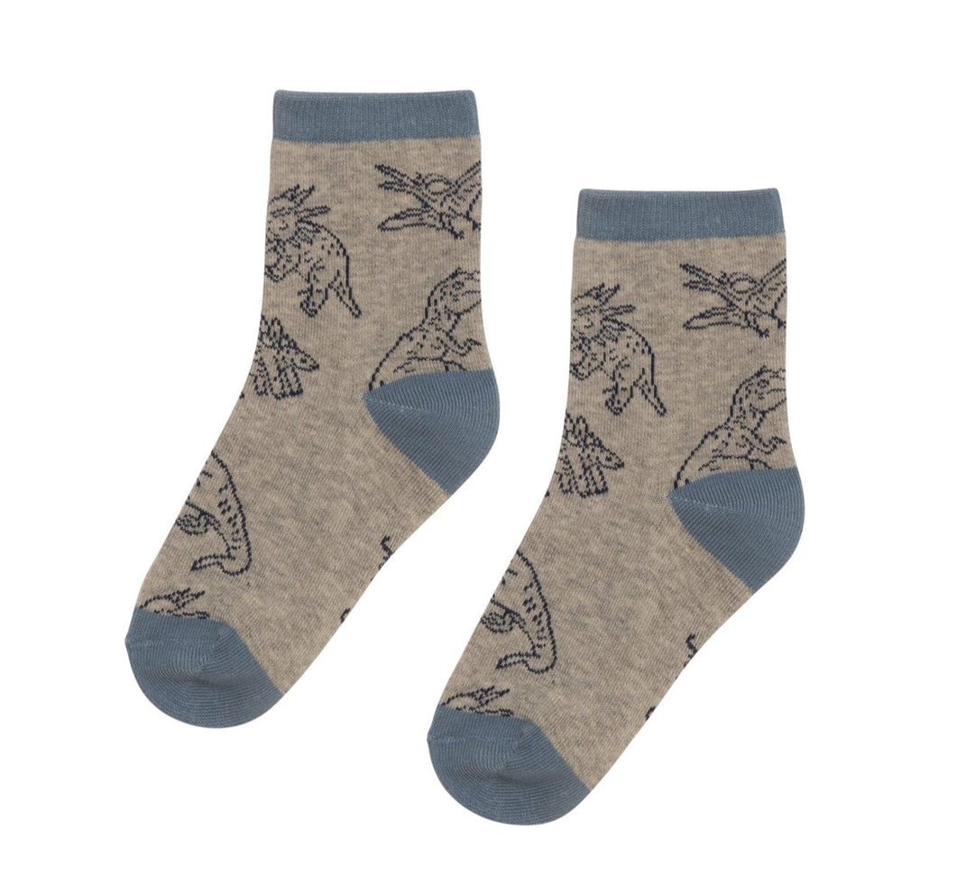 Deux Par Deux “Dino” Print Socks : Size 3/4 to 10/12 Years