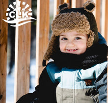 Load image into Gallery viewer, Calikids Nylon Bear Puffer Hat In Colour Black : Size S to L
