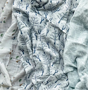 Aden + Anais Silky Soft Muslin Cotton Swaddle Blanket in Woodland Trees Print
