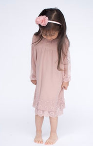 Creamie Embroidered Vintage Style Dress in Adobe Rose : Sizes 12m to