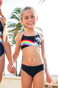 Limeapple Reversible Rainbow Two Piece Swim Suit: Sizes 7 to 16