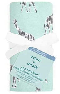 Aden + Anais Snuggle Knit Swaddle Blanket in Grey Blue Giraffe