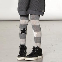 Load image into Gallery viewer, Deux Par Deux Girls Grey Striped and Stars Tights : Sizes 3/4 Y to 10/12 Y
