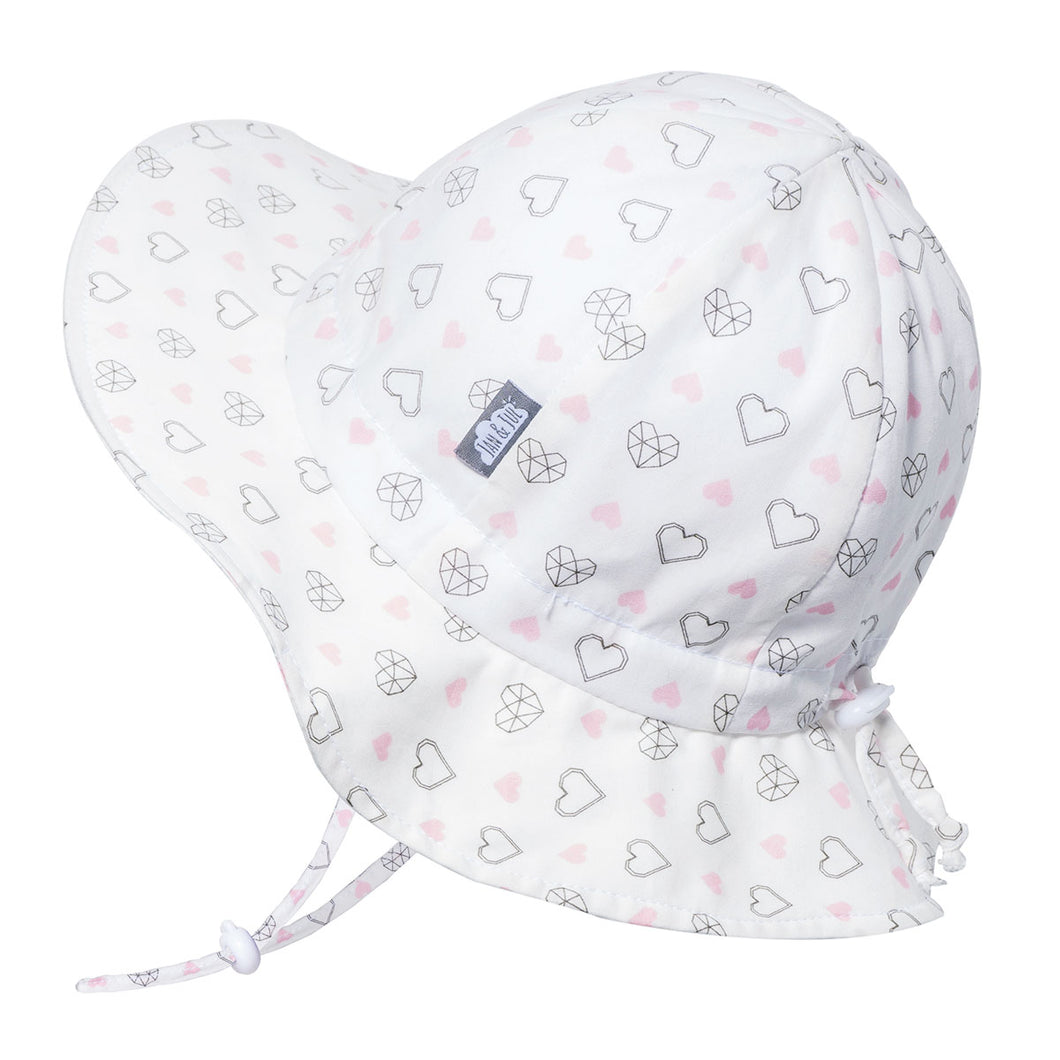 Jan & Jul Gro-with-me Bucket Hat in Diamond Hearts Print : Sizes S to XL