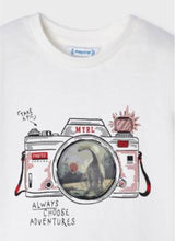 Load image into Gallery viewer, Mayoral Holographic Dino Camera T-shirt: Size 3 to 9 Years
