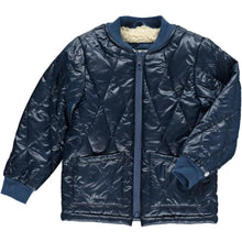 Load image into Gallery viewer, Me and Henry Boys Quilted Sherpa Lined Bomber Jacket in Blue : Size 2/3 to 6/7
