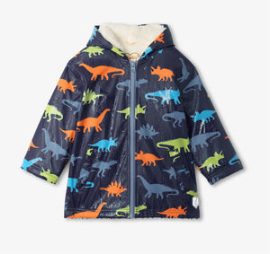 Hatley Dino Silhouettes Color Changing Sherpa Lined Rain Jacket : Size 2 to 12y