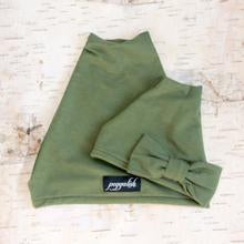 Peggalish Bamboo Cotton Beanie in Olive : Sizes NB to Adult