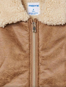 Mayoral Shearling Lined Faux Leather Girls Jacket: Sizes 8 to 18