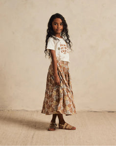 Rylee & Cru Girls Tiered Midi Skirt In Safari Floral: Size 8-12