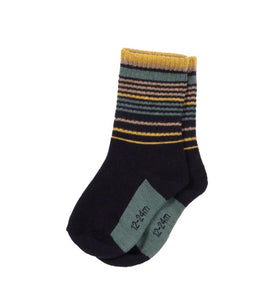 Nano Baby Boy Yellow/Green Striped Socks : Size 6/12M to 12/24M