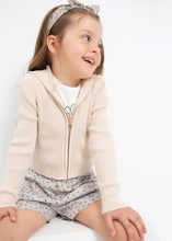Load image into Gallery viewer, Mayoral Ribbed Knit Hooded Cardigan in Cream : Size 3 to 9 Years
