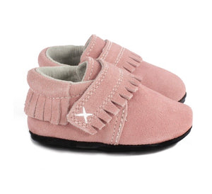 Jack & Lily Pink Suede Leather Baby Girl Mocs : Sizes 0m to 36m