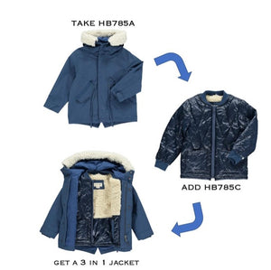 Me and Henry Boys Quilted Sherpa Lined Bomber Jacket in Blue : Size 2/3 to 6/7