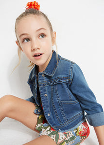Mayoral Cropped Denim with Ruffle Detail : Size 3 to 9 Years