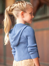 Load image into Gallery viewer, Mayoral Girls Ribbed Knit Hooded Cardigan in Cornflower Blue : Size 3 to 9 Years

