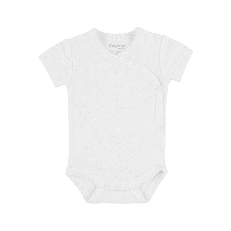 Mayoral Pointelle Short Sleeved Onesie in White : Sizes NB to 18m