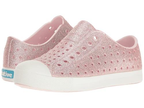 Native Jefferson Shoes in Milk Pink Bling : Sizes C2 to J6
