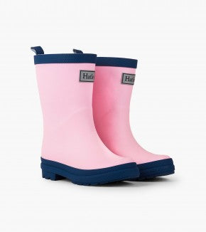 Hatley Pink and Navy Matte Rain Boots : Size Toddler 4 to Junior 3