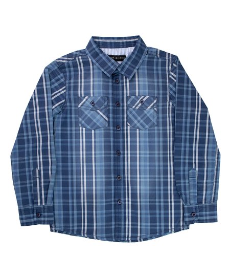 Silver Jeans Co. Boys Blue Plaid Shirt : Sizes 7 to 16